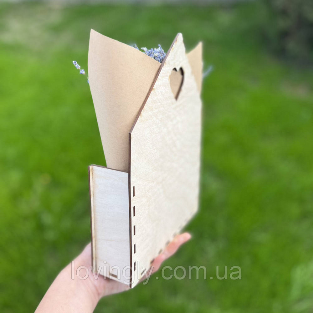 Композиция с цветами лаванды. Сухоцветы лаванды в кашпо в виде конверта. Ирпень - изображение 4