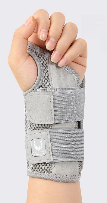 Ортопедичний фіксатор зап’ястя з металевою шиною Heal надійна підтримка при болю та травмах, L/XL (>22см), лівий сірий Миколаїв - фото 1