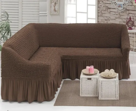 Чехол на угловой диван с оборкой, накидка на диван Коломыя