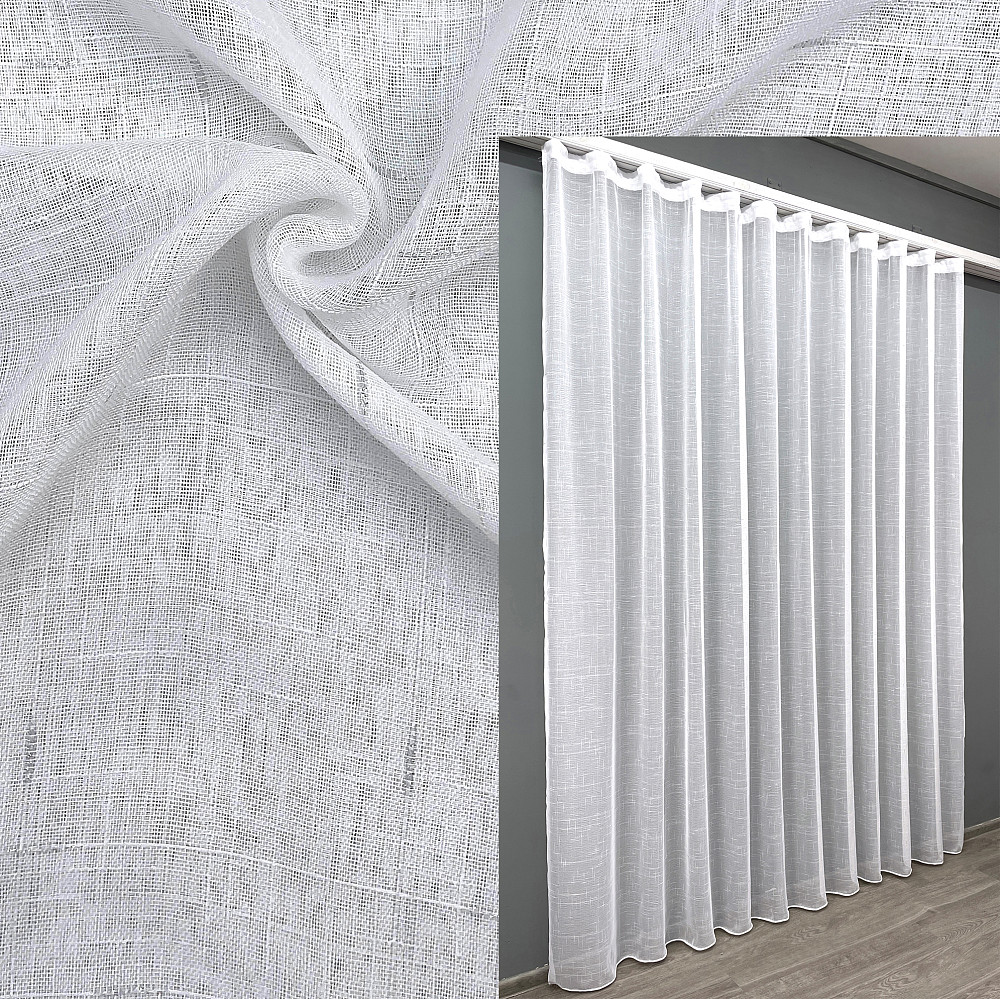 Тюль VR-Textil 1208т Івонна Льон Білий з срібним вкрапленням 200х250 см (43-178) Київ - фото 1