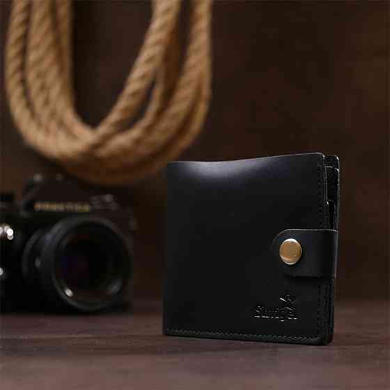 Шкіряний чоловічий гаманець Чорний (SHVIGEL) Київ