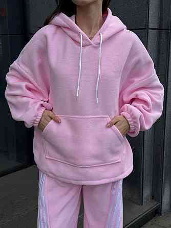 Женский теплый костюм двойка с лампасами из турецкого флиса Розовый, 46/48 Одесса