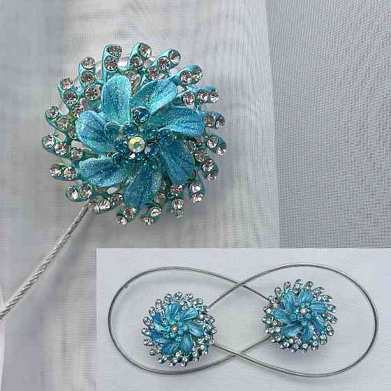 Магніти для штор та гардин "Flowers" набір 2 шт Блакитний (81-216) Київ