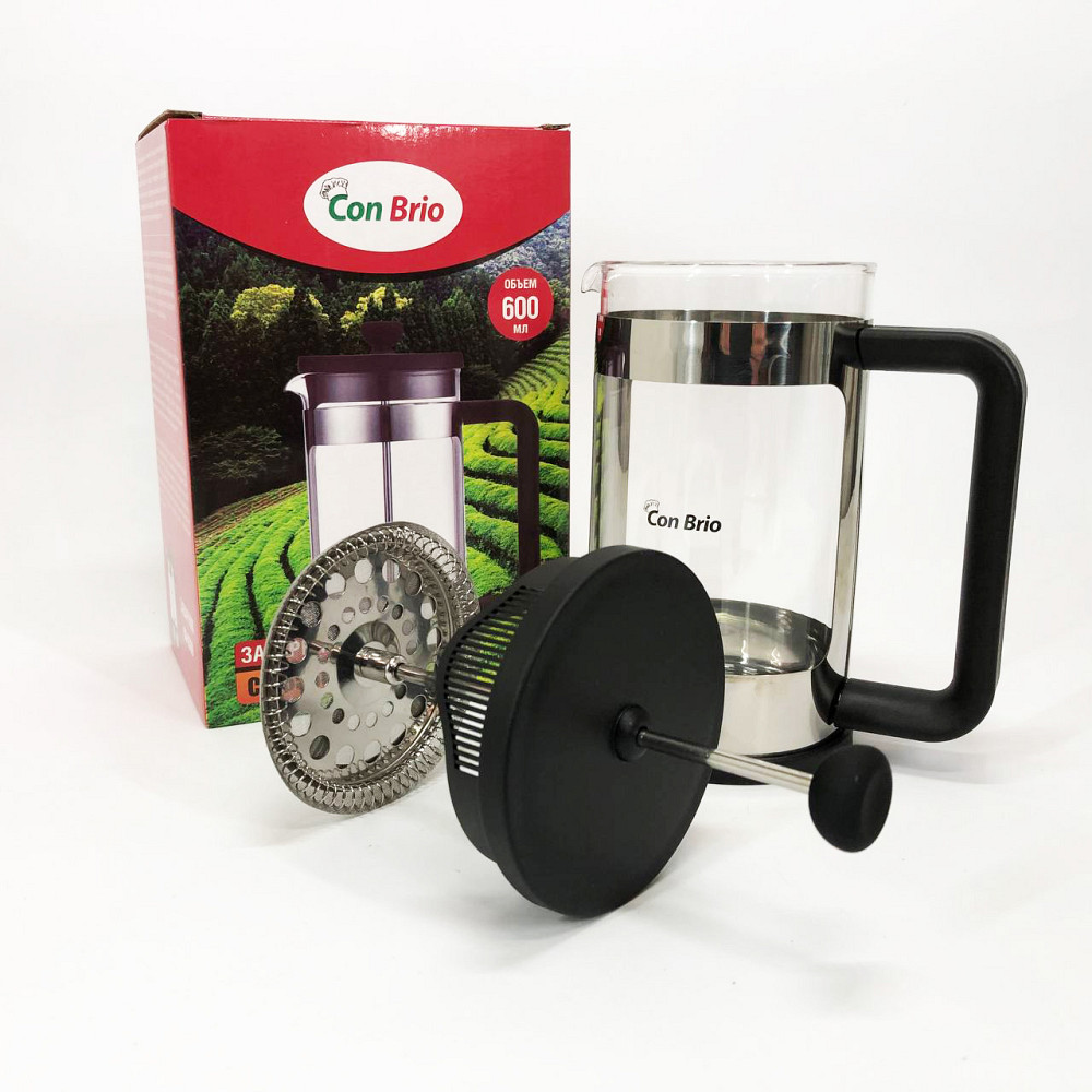 Скляний заварник Con Brio CB-6560 600 мл, Френч-прес для міцної кави, Френч-прес для кави до кавоварки UA-46 Івано-Франківськ - фото 2