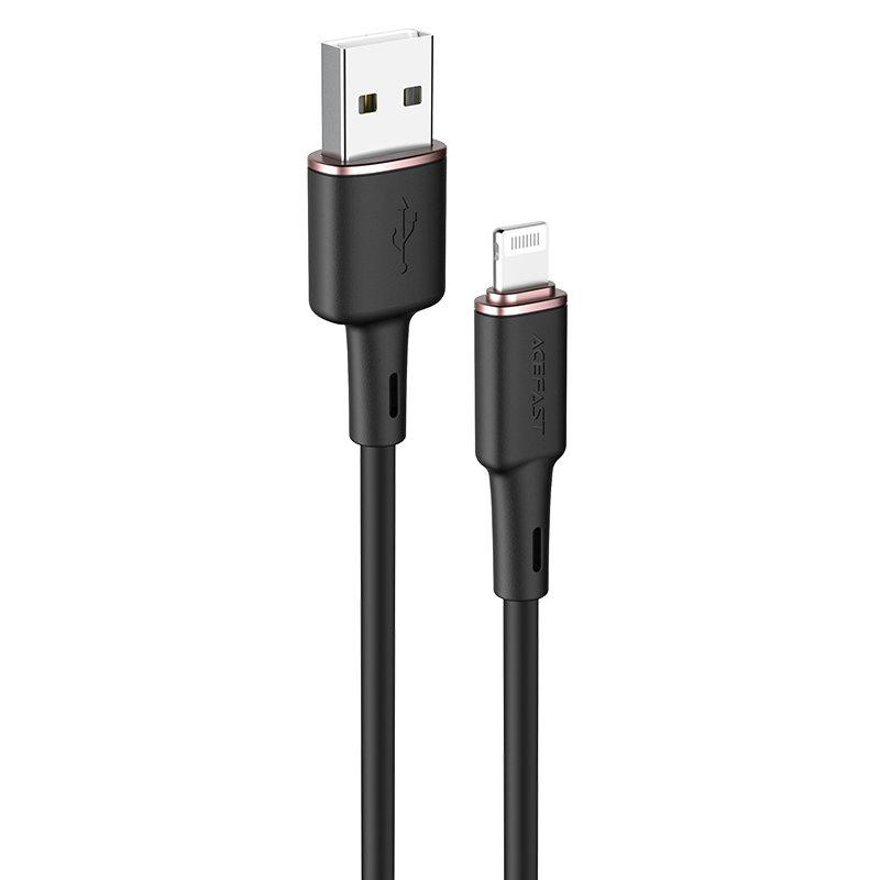 Кабель ACEFAST C2-02 USB - Lightning 2.4A, 1.2m, силіконовий, zinc конектори, колір чорний AFC2-02B Одеса - фото 1