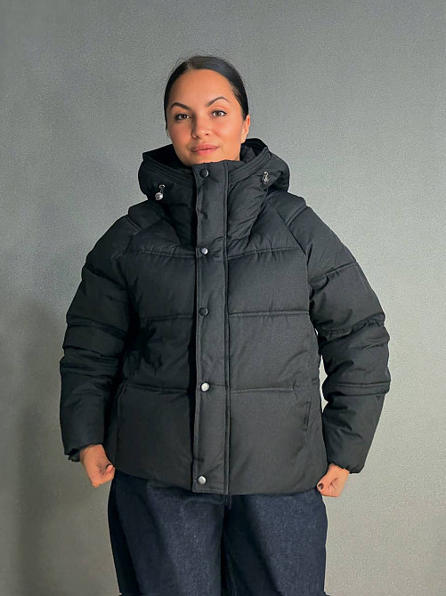 Куртка женская Haiziyuan 8589 средняя длина с капюшоном черная, черный, L Киев - изображение 1