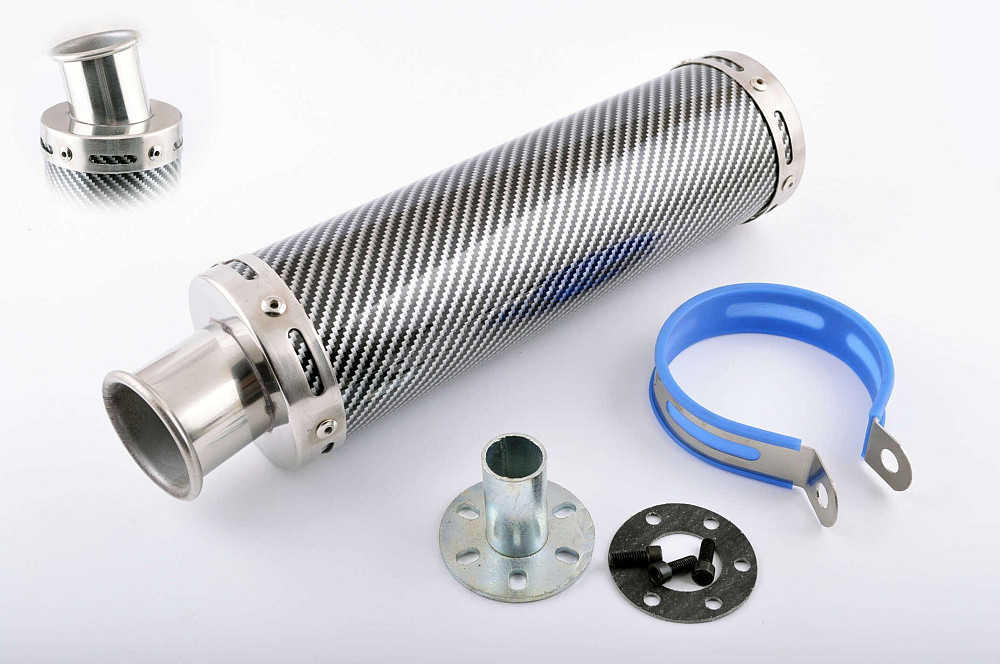 Глушник (тюнінг) 300 * 90mm, кріп. Ø48mm (нержавіюча сталь, карбон mod:2, прямоток, тип:1) Київ - фото 1