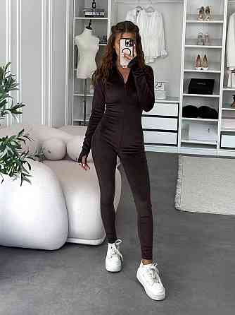 Женский облегающий комбинезон из турецкого велюра Шоколад, 44/46 Одесса