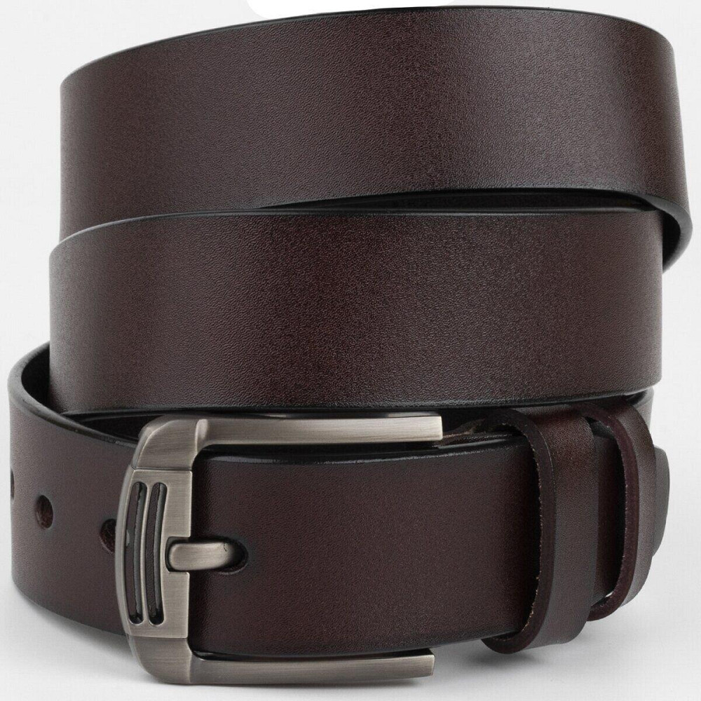 Ремень мужской с затемненной пряжкой механика Vintage 20313 Коричневый Киев - изображение 1