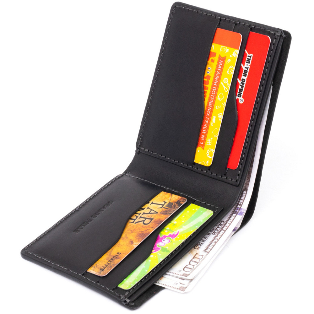 Портмоне на одне відділення в матовій шкірі Чорне (GRANDE PELLE) Київ - фото 10