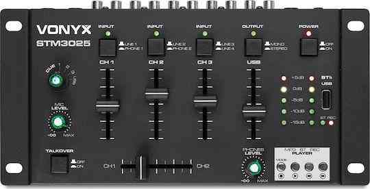 Vonyx 172.970 STM3025 4-канальний мікшер з USB, MP3, Bluetooth — DJ обладнання Рівне