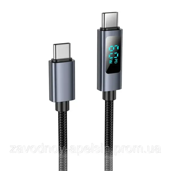 PD-кабель Type-C Type-C 1 m 60 W Тканинний з дисплеєм (hoco) Одеса
