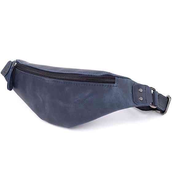 Чоловіча зручна бананка з натуральної вінтажної шкіри Shvigel 23132 Синій Київ