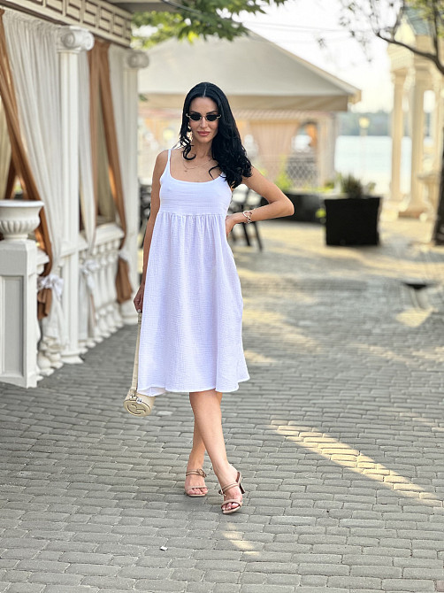 Летнее платье сарафан из муслина на бретельках Caramel 46-48, Белый Киев - изображение 9