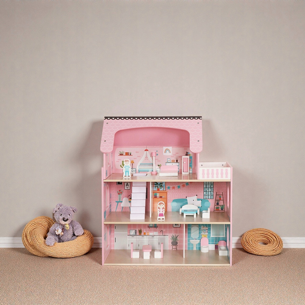 Деревянный кукольный домик 3 уровня с LED-подсветкой Kruzzel (26364) Нововолынск - изображение 9