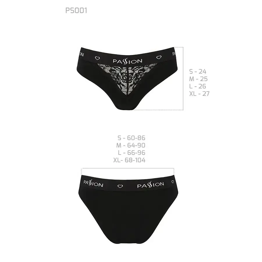 Трусики з широкою гумкою і мереживом Passion PS001 PANTIES M, black Львів - фото 6