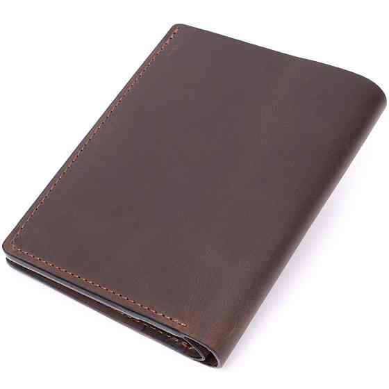 Якісне шкіряне портмоне з утримувачем для Apple AirTag GRANDE PELLE 11624 Коричневий Київ