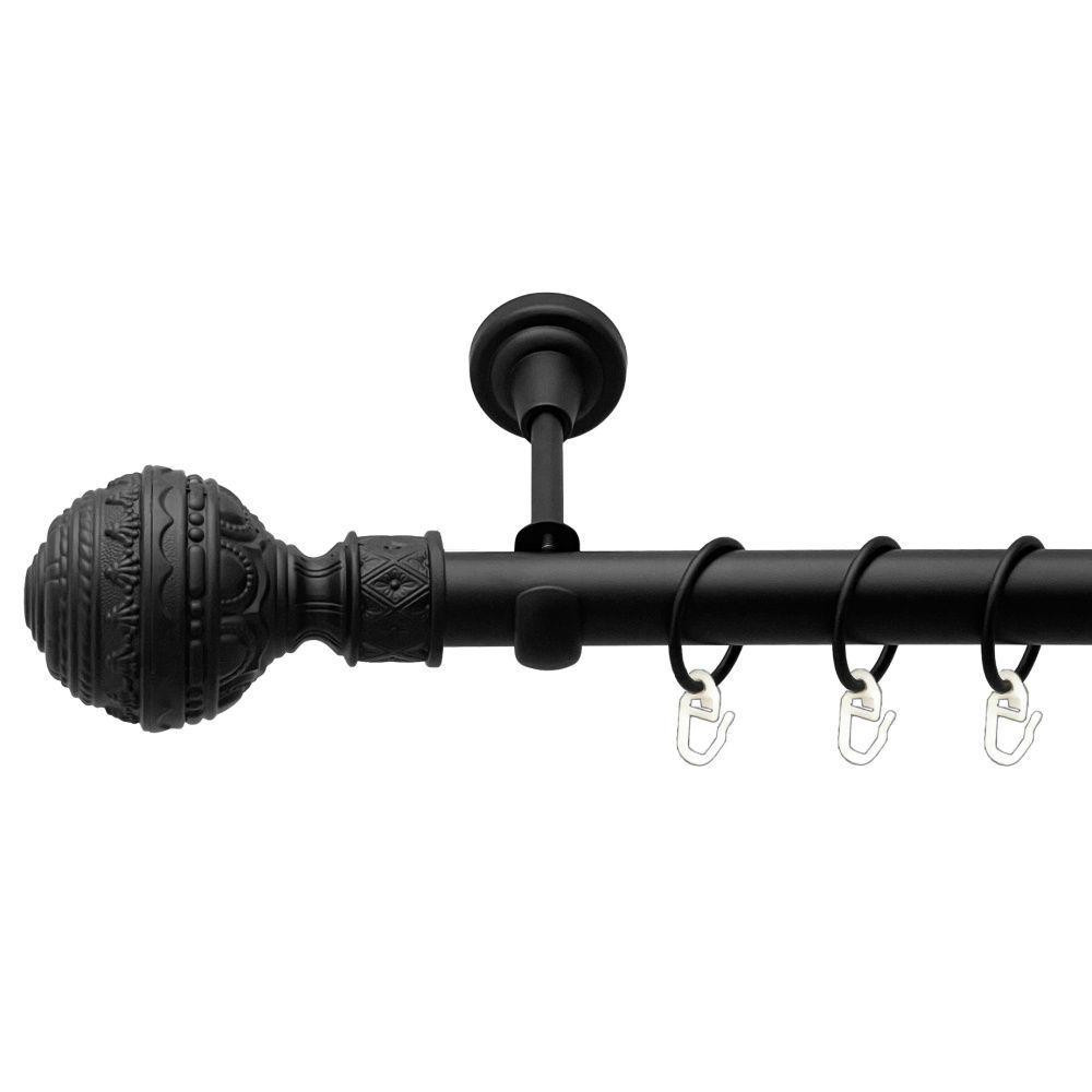 Карниз Orvit Арабеска металевий однорядний відкритий гладка труба кільце металеве Чорний Оксамит 25 мм 200 см (00-00018151) Львів - фото 1