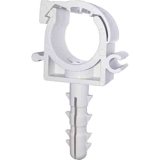 Кліпса-дюбель з клямкою для кріплення труби Ø20мм біла (100шт) Киев