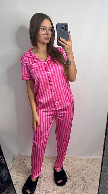 Жіноча піжама сатин Малиновий XS-S Харків - фото 1