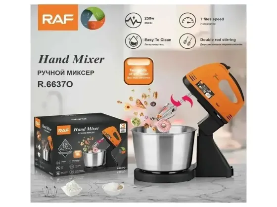 Стационарный миксер для кухни с металлической чашей RAF R6637 2 л 250W Коломыя