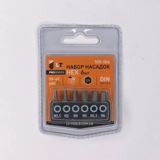 Набор бит LT/Maxidrill 501-106 HEX 25мм 6шт (2.5, 3, 4, 5, 5.5, 6) Харьков