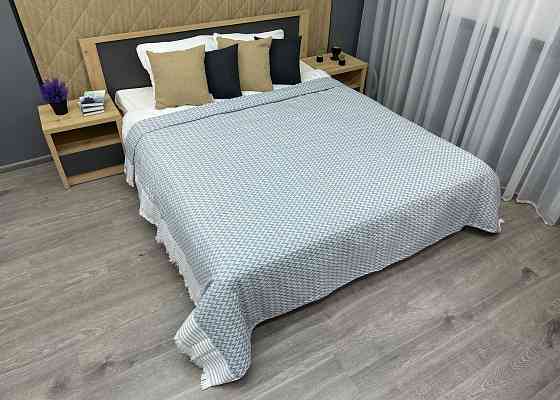 Покривало Dakota Fringe ЄВРО 200х230 см колір блакитний з білим (85-192) Київ
