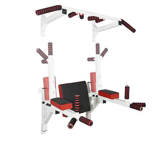 Турник брусья пресс стационарный 3 в 1 KZ-561 Спортивные стенки и турники для дома Белый Киев