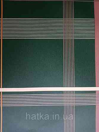 Шпалери вінілові Lutece Bensimon геометрія смуги квадрати білі жовті коричневі жовтогарячі на темно-зеленій Київ
