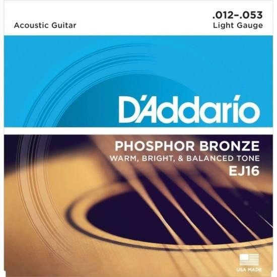 Струны для акустической гитары D'Addario EJ16 Phosphor Bronze Light Acoustic Guitar Strings 12/53 Одеса - фото 1