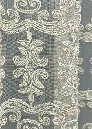 Тюль VR-Textil 1851т Фатин с вышивкой Корд и люрексом Молочный с золотистым 300х270 см (40-205) Киев