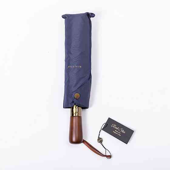 Yiwu Парасолька автоматична з дерев'яною ручкою класична з поліестеру діаметр 116 см Синя HP-23 Коломыя