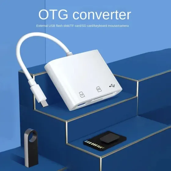 Адаптер Type C кардридер USB TF SD (белый) Запорожье