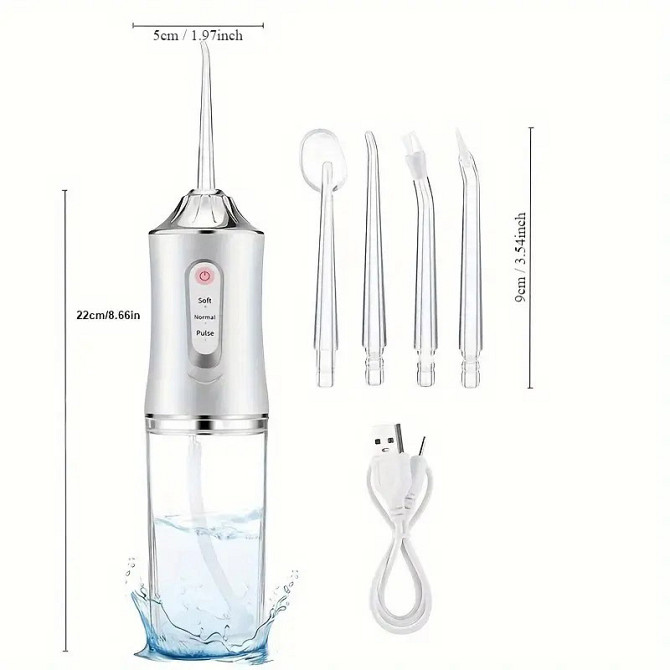Ирригатор для чистки зубов и полости рта Oral Irrigator с аккумулятором и сменными насадками. Цвет: белый KA-31 Львов - изображение 5