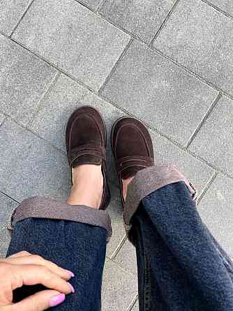 Mermaid Замшеві лофери жіночі класичні шоколадні весна-осінь на низькому ходу р. 36-40 (6047) / Коломия