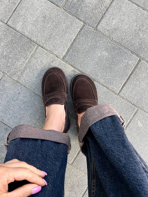 Mermaid Замшеві лофери жіночі класичні шоколадні весна-осінь на низькому ходу р. 36-40 (6047) / Коломия - фото 5