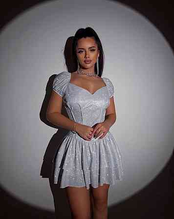 Жіноча вечірня святкова мініплаття трикотаж люрекс Сірий, 46/48 Одеса