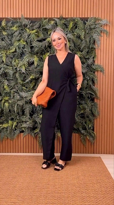 Жіночий стильний повсякденний комбінезон із льону Чорний, 52/54 Одеса - фото 1