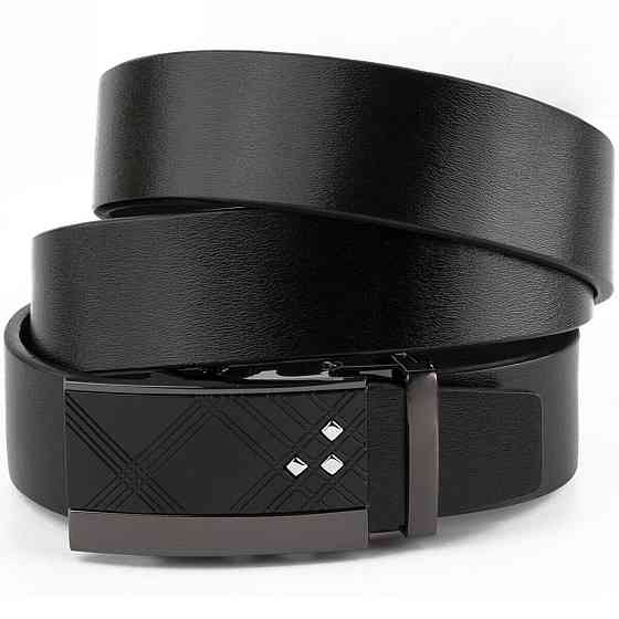 Ремень мужской с ромбами на пряжке Черный (Vintage) Киев