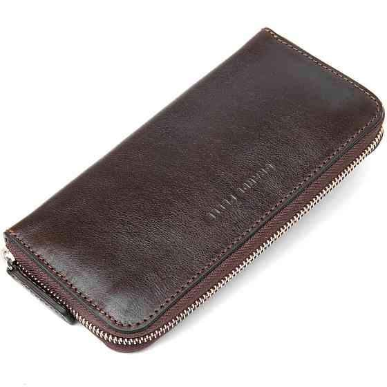 Шкіряне жіноче глянцеве портмоне Коричневий (GRANDE PELLE) Київ