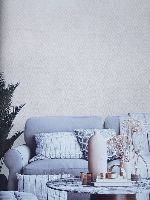 Шпалери вінілові на флізеліні гарячого тиснення DU&KA 1.06х10 вензель основа під штукатурку сірі коричневі Київ - фото 1