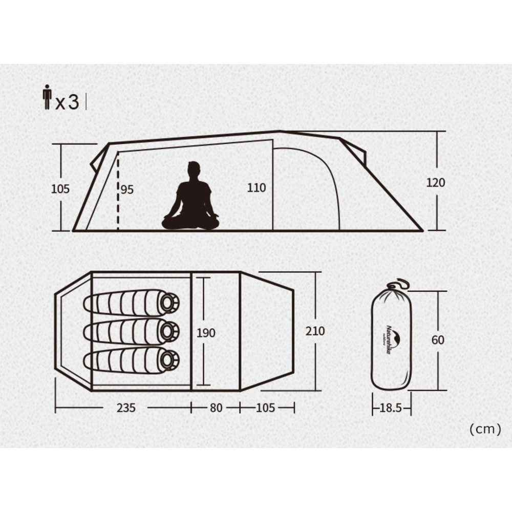 Намет тримісний Naturehike Opalus, UL, NH17L001-L, світло-зелений Київ - фото 14