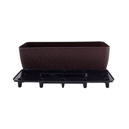 Вазон Ротанг балконний зі вставкою 50*18см темно-коричневий Алеана Житомир