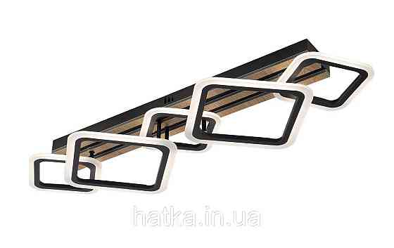 Люстра стельова світлодіодна VALESO 3314/3+2 лінійна 100W чорний + дерево Київ