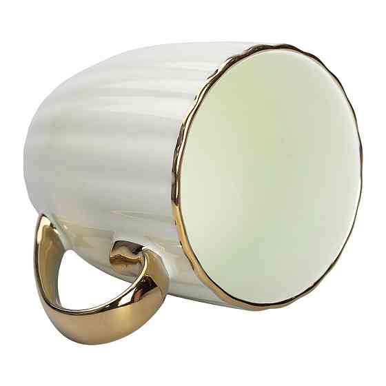 Кружка фарфоровая с золотым ободком и золотой ручкой 420 (мл) Мятный RX-N240629M Киев