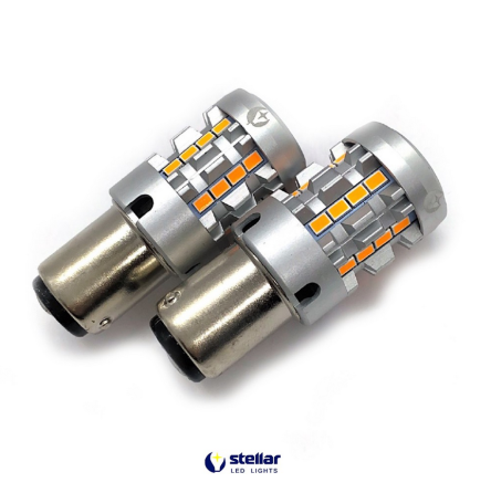 LED автолампа 7KG26 STELLAR цоколь P21W/5W/1157 для поворотов + резистор CAN BUS желтый Amber Винница