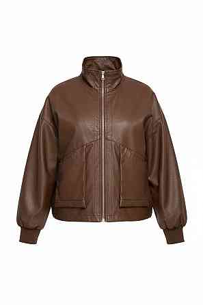 Куртка жіноча Buosc Hisae 80901 з екошкіри оверсайз бомбер коричнева, коричневий, XL Київ