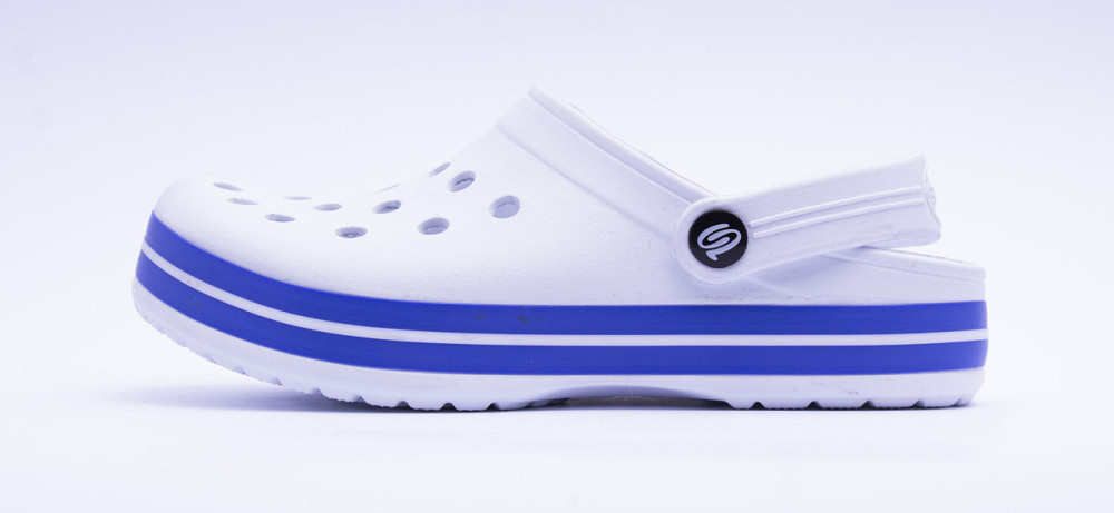 Крокси білі жіночі, сабо медичні, синя окантовка Одеса - фото 2