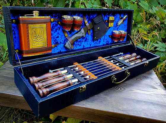 Ідеальний подарочний набір для шашлика в кожаному кейсі ідеальний подарунок військовому VIP 9 Тернопіль