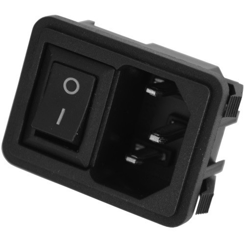 Мережевий Штекер , 3pin, монтажний, з клавішею, з вухами, корпус пластик Полтава - фото 1